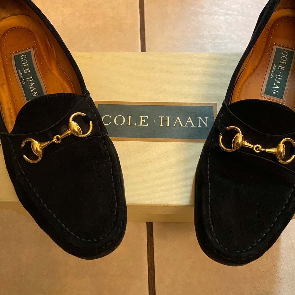 Cole Haan Black Suede Bit Loafer 9.5